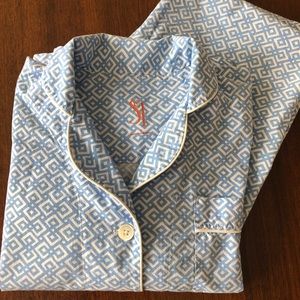 Serena & Lily Cotton Pajamas 2-piece Blue Print